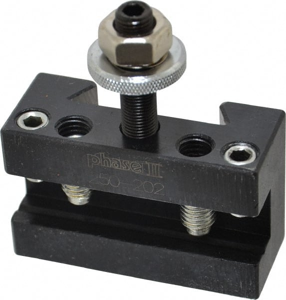 Phase II - Series BXA, #2 Boring, Turning & Facing Tool Post Holder - 10 to 15" Lathe Swing, 1-3/4" OAH, 5/8" Max Tool Cutting Size, 1-1/8" Centerline Height - Exact Tooling