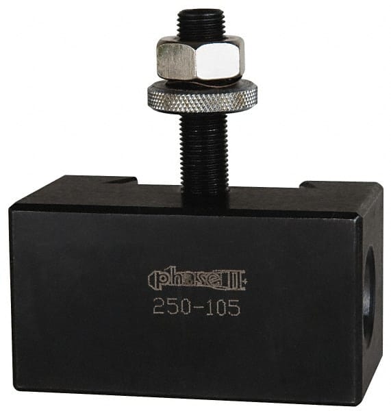 Phase II - Series AXA, #5 Morse Taper Tool Post Holder - 12" & Under Lathe Swing, 1-1/2" OAH, 3/4" Centerline Height - Exact Tooling