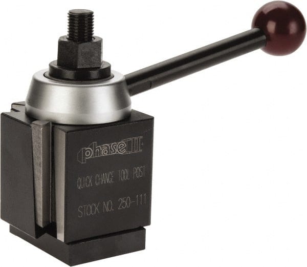 Phase II - 9 to 12 Inch Lathe Swing, Wedge Type Quick Change Tool Post - 3-7/8 Inch Tool Post Height, Series 100, 4-11/16 Inch Overall Height - Exact Tooling