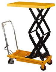 Wesco Industrial Products - 770 Lb Capacity Portable Foot-Operated Scissor Lift Table - 14" Lift Height, 35-1/2" Platform Length x 19-1/2" Platform Width - Exact Tooling