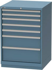 LISTA - 7 Drawer, Tool Crib Storage Cabinet - Steel, 28-1/4" Wide x 28-1/2" Deep x 41-3/4" High, Blue - Exact Tooling
