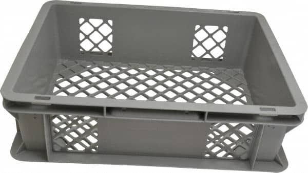 SSI Schaefer - 0.37 Cu Ft, 33 Lb Load Capacity Gray Polypropylene Tote Container - Stacking, 15.8" Long x 11.9" Wide x 4.8" High - Exact Tooling