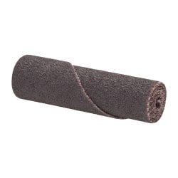 Merit Abrasives - 1/2" Max Roll Diam x 2" OAL, 80 Grit Aluminum Oxide Straight Cartridge Roll - 1/8" Pilot Hole Diam, Medium Grade - Exact Tooling
