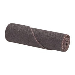Merit Abrasives - 1/2" Max Roll Diam x 2" OAL, 80 Grit Aluminum Oxide Straight Cartridge Roll - 1/8" Pilot Hole Diam, Medium Grade - Exact Tooling