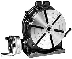 Yuasa - 10" Table Diam, Vertical Rotary Machining Table - 165.1mm Centerline Height, 3MT Center Taper, 11.94mm T-Slot Width, 90:1 Gear Ratio - Exact Tooling