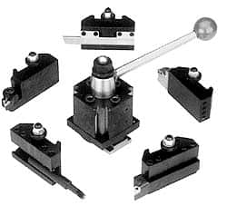 Dorian Tool - Series CA Tool Post Holder & Set for 16 to 20" Lathe Swing - 7 Piece, Through Coolant, Includes (6) Holders, Tool Post - Exact Tooling