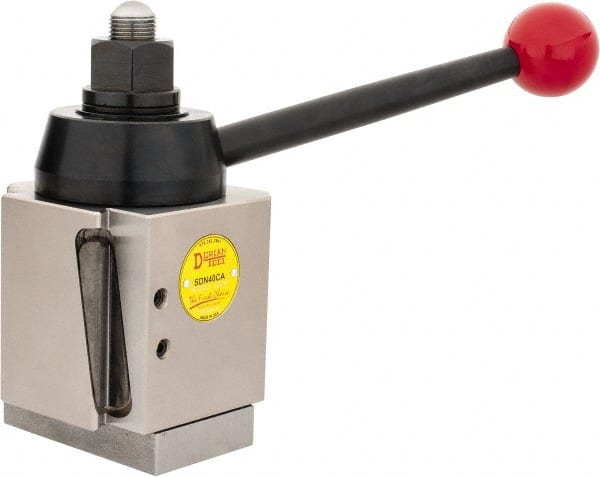 Dorian Tool - 16 to 20 Inch Lathe Swing, Wedge Type Quick Change Tool Post - 6-3/8 Inch Tool Post Height, Series CA, 1-9/16 to 2-3/4 Inch Centerline Height Range, 7-1/8 Inch Overall Height - Exact Tooling