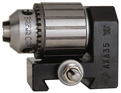 Aloris - Series AXA, #35 Dovetail Drill Chuck Tool Post Holder - 12" & Under Lathe Swing, 2" OAH, 1/2" Max Tool Cutting Size, 2" Centerline Height - Exact Tooling
