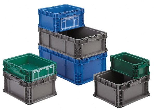 Orbis - 40 Lb Load Capacity Blue Polyethylene Tote Container - Stacking, 12" Long x 15" Wide x 7-1/2" High - Exact Tooling