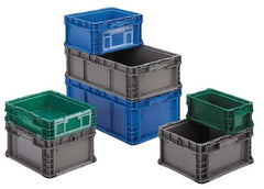 Orbis - 40 Lb Load Capacity Gray Polyethylene Tote Container - Stacking, 12" Long x 15" Wide x 5" High - Exact Tooling