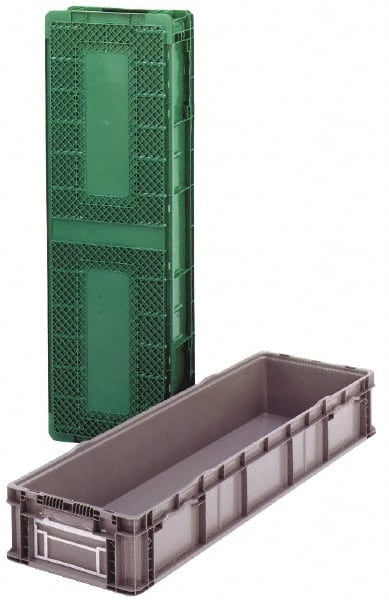 Orbis - 40 Lb Load Capacity Gray Polyethylene Tote Container - Stacking, 32" Long x 15" Wide x 7-1/2" High - Exact Tooling