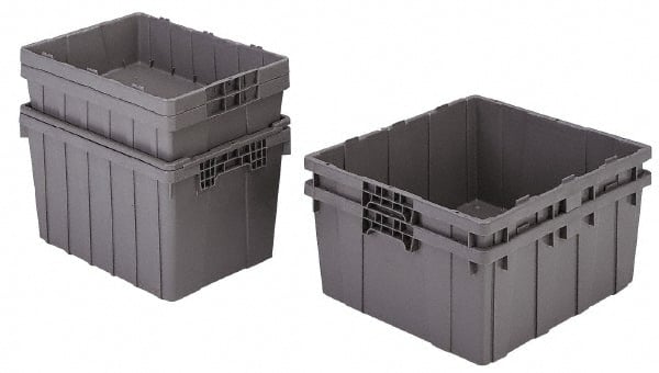 Orbis - 2 Cu Ft, 70 Lb Load Capacity Gray Polyethylene Tote Container - Nesting, 21.4" Long x 15.3" Wide x 12.3" High - Exact Tooling