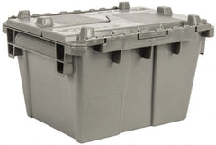 Orbis - 0.8 Cu Ft, 40 Lb Load Capacity Gray Polyethylene Attached-Lid Container - Stacking, Nesting, 20.6" Long x 13-1/2" Wide x 6-1/2" High, Lid Included - Exact Tooling