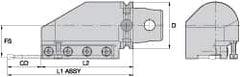 Kennametal - Tool Block Style KM63UT, 32mm Blade Height, 174.5mm OAL, 76.5mm OAH, Indexable Cutoff Blade Tool Block - 32mm Shank Height, Reversible, Series A2 Cut-Off - Exact Tooling