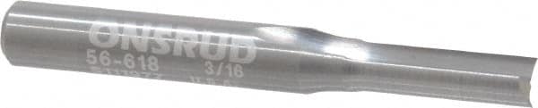 Onsrud - 3/16" Diam, 1/4" Shank Diam, 5/8" Length of Cut, 2 Flute Double Edge Straight Router Bit - 2" Overall Length, Right Hand Cut, Solid Carbide - Exact Tooling