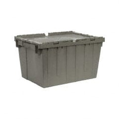 Quantum Storage - 1.67 Cu Ft, 60 Lb Load Capacity Gray Polyethylene Attached-Lid Container - Stacking, Nesting, 21.8" Long x 15" Wide x 12.8" High, Lid Included - Exact Tooling