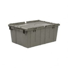 Quantum Storage - 1.27 Cu Ft, 60 Lb Load Capacity Gray Polyethylene Attached-Lid Container - Stacking, Nesting, 21.8" Long x 14.9" Wide x 9.6" High, Lid Included - Exact Tooling