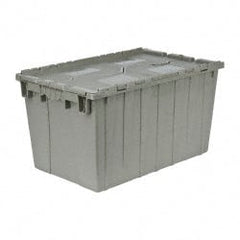 Quantum Storage - 2.2 Cu Ft, 90 Lb Load Capacity Gray Polyethylene Attached-Lid Container - Stacking, Nesting, 25.4" Long x 16.3" Wide x 14.1" High, Lid Included - Exact Tooling