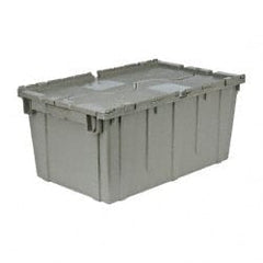 Quantum Storage - 2.5 Cu Ft, 100 Lb Load Capacity Gray Polyethylene Attached-Lid Container - Stacking, Nesting, 27.3" Long x 16.6" Wide x 12-1/2" High, Lid Included - Exact Tooling