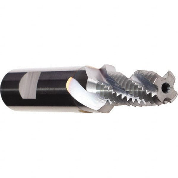 Emuge - M10x1.50 Metric, 0.3228" Cutting Diam, 3 Flute, Solid Carbide Helical Flute Thread Mill - Internal Thread, 20.15mm LOC, 80mm OAL, 12mm Shank Diam - Exact Tooling