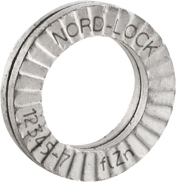 Nord-Lock - #5, 0.284" OD, Zinc Flake, Steel Wedge Lock Washer - Grade 2, 0.126 to 0.134" ID - Exact Tooling