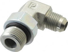 Parker - 3/8" Tube OD, 37° Steel Flared Tube Straight Thread Elbow - 3/4 UNF, Flare x SAE-ORB Ends - Exact Tooling