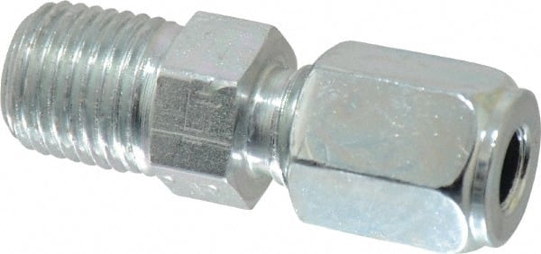 Parker - Metal Flareless Bite Tube Male Connector - 1/4 NPTF - Exact Tooling