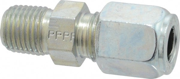 Parker - Metal Flareless Bite Tube Male Connector - 1/4 NPTF - Exact Tooling