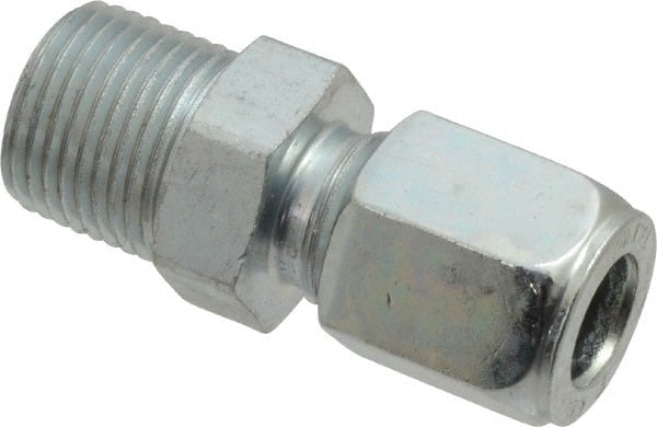Parker - Metal Flareless Bite Tube Male Connector - 3/8 NPTF - Exact Tooling