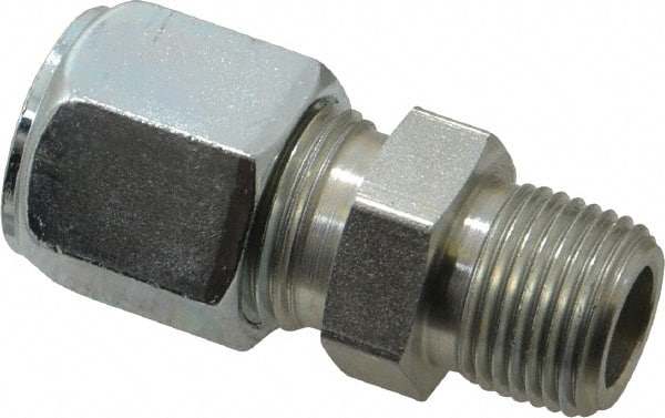 Parker - Metal Flareless Bite Tube Male Connector - 3/8 NPTF - Exact Tooling