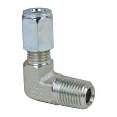 Parker - Metal Flareless Bite Tube Male Elbow - 1/4 NPTF - Exact Tooling