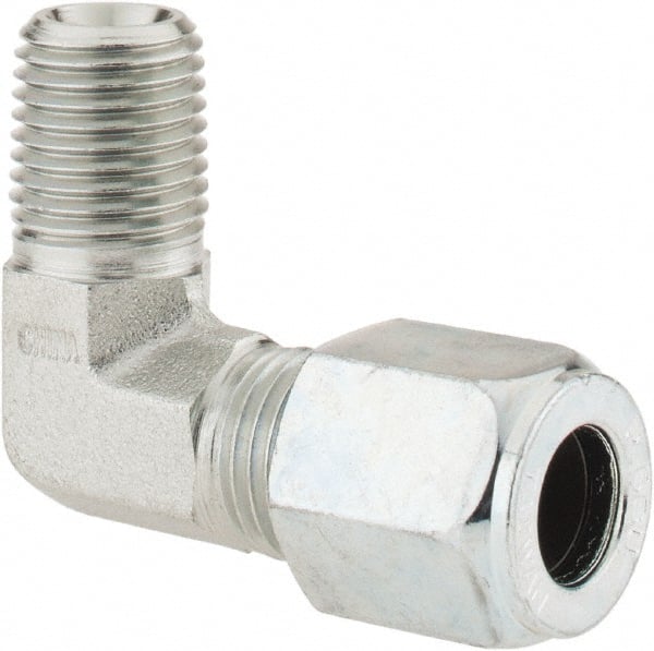 Parker - Metal Flareless Bite Tube Male Elbow - 1/4 NPTF - Exact Tooling