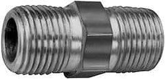 Parker - 1-1/4 x 1 Male Thread, Zinc Plated Steel Industrial Pipe Hex Nipple - MNPTF, 3,000 psi - Exact Tooling
