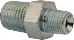 Parker - 1/2 x 1/4 Male Thread, Zinc Plated Steel Industrial Pipe Hex Nipple - MNPTF, 6,000 psi - Exact Tooling