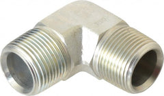 Parker - 3/4 Male Thread, Zinc Plated Steel Industrial Pipe 90° Male Elbow - MNPTF, 4,000 psi - Exact Tooling