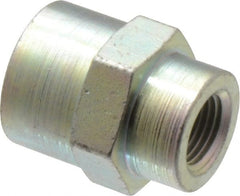 Parker - 1/4 x 1/8 Female Thread, Zinc Plated Steel Industrial Pipe Coupling - FNPTF, 6,000 psi - Exact Tooling