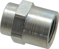 Parker - 3/8 x 1/4 Female Thread, Zinc Plated Steel Industrial Pipe Coupling - FNPTF, 6,000 psi - Exact Tooling