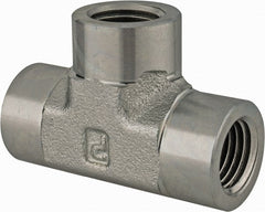 Parker - 1/2 Female Thread, Zinc Plated Steel Industrial Pipe Female Tee - FNPTF, 3,000 psi - Exact Tooling
