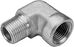 Parker - 1/8 Male Thread x 1/8 Female Thread, Zinc Plated Steel Industrial Pipe 90° Street Elbow - MNPTF x FNPTF, 5,000 psi - Exact Tooling