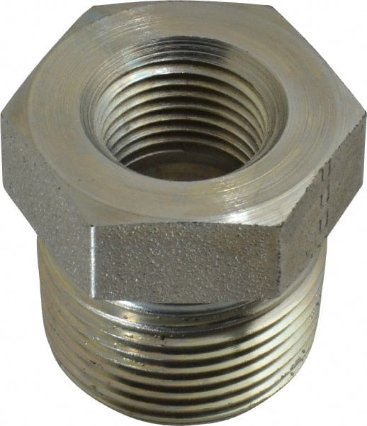 Parker - 3/4 Male Thread x 3/8 Female Thread, Zinc Plated Steel Industrial Pipe Hex Bushing - MNPTF x FNPTF, 5,500 psi - Exact Tooling