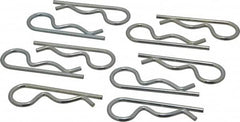 Made in USA - 5/8 to 7/8" Shaft Diam, 2-1/2" Long, 1/8" Wire Diam, Hair Pin Cotter - MB Grade 2 Spring Steel, Zinc-Plated Finish - Exact Tooling