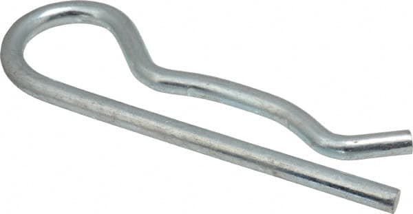 Made in USA - 1/2 to 5/8" Shaft Diam, 3" Long, 0.162" Wire Diam, Hair Pin Cotter - MB Grade 2 Spring Steel, Zinc-Plated Finish - Exact Tooling