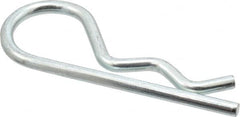 Made in USA - 5/8 to 1" Shaft Diam, 3-1/4" Long, 0.177" Wire Diam, Hair Pin Cotter - MB Grade 2 Spring Steel, Zinc-Plated Finish - Exact Tooling