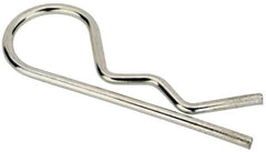Made in USA - 3/16 to 1/4" Shaft Diam, 1" Long, 0.042" Wire Diam, Hair Pin Cotter - MB Grade 2 Spring Steel, Zinc-Plated Finish - Exact Tooling