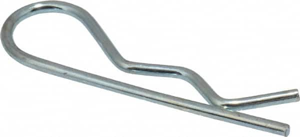 Made in USA - 3/8 to 1/2" Shaft Diam, 1-9/16" Long, 1/16" Wire Diam, Hair Pin Cotter - MB Grade 2 Spring Steel, Zinc-Plated Finish - Exact Tooling