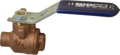 NIBCO - 3/8" Pipe, Full Port, Bronze Standard Ball Valve - 2 Piece, Inline - One Way Flow, Soldered x Soldered Ends, Lever Handle, 600 WOG, 150 WSP - Exact Tooling