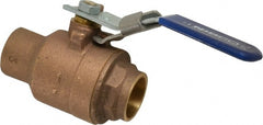 NIBCO - 1" Pipe, Full Port, Bronze Standard Ball Valve - 2 Piece, Inline - One Way Flow, Soldered x Soldered Ends, Locking Lever Handle, 600 WOG, 150 WSP - Exact Tooling