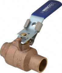 NIBCO - 3/4" Pipe, Full Port, Bronze Standard Ball Valve - 2 Piece, Inline - One Way Flow, Soldered x Soldered Ends, Locking Lever Handle, 600 WOG, 150 WSP - Exact Tooling