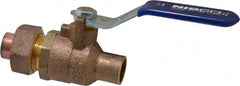 NIBCO - 1/2" Pipe, Full Port, Bronze Single Union Ends Ball Valve - 2 Piece, Inline - One Way Flow, Soldered x Soldered Ends, Lever Handle, 600 WOG, 150 WSP - Exact Tooling