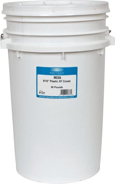 Raytech - Plastic Carrier, Polishing Tumbling Media - Cone Shape, Wet Operation, 9/16" Long x 9/16" High - Exact Tooling